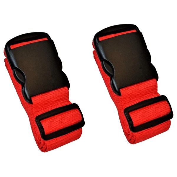 2-pack luggage strap with 2x metal luggage tag set red adjustable luggage strap luggage strap suitcase strap luggage strap suitcase - Image 5