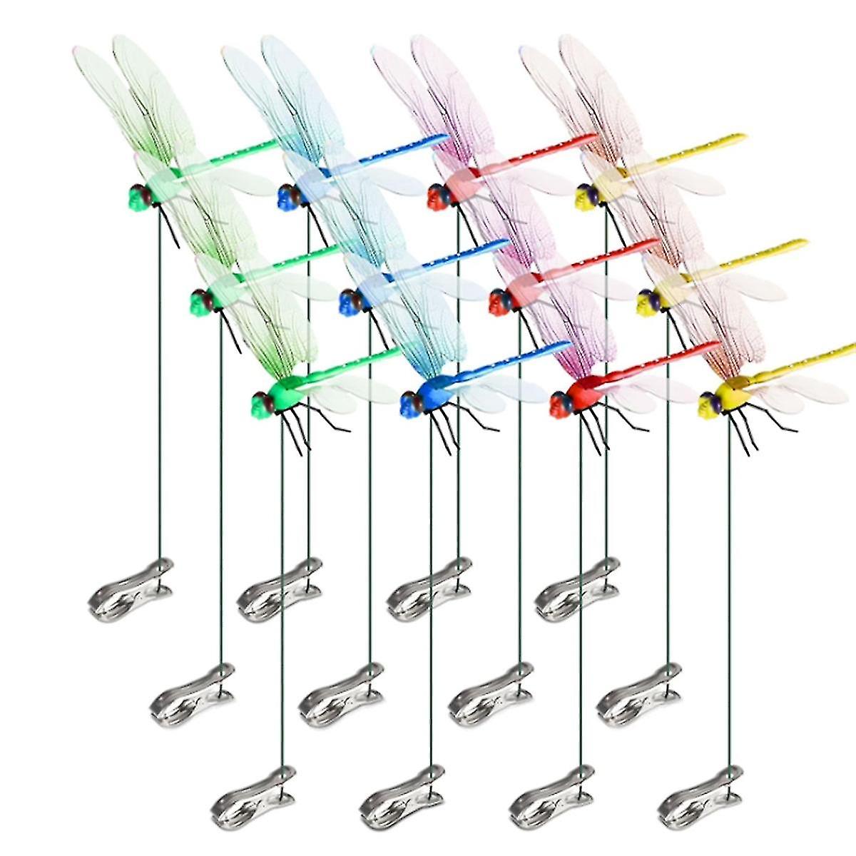 2024 12pcs Artificial Dragonfly Clips for Outdoor Use 3D Dragonfly Decor Gardening, 3D Dragonfly Garden - Image 1