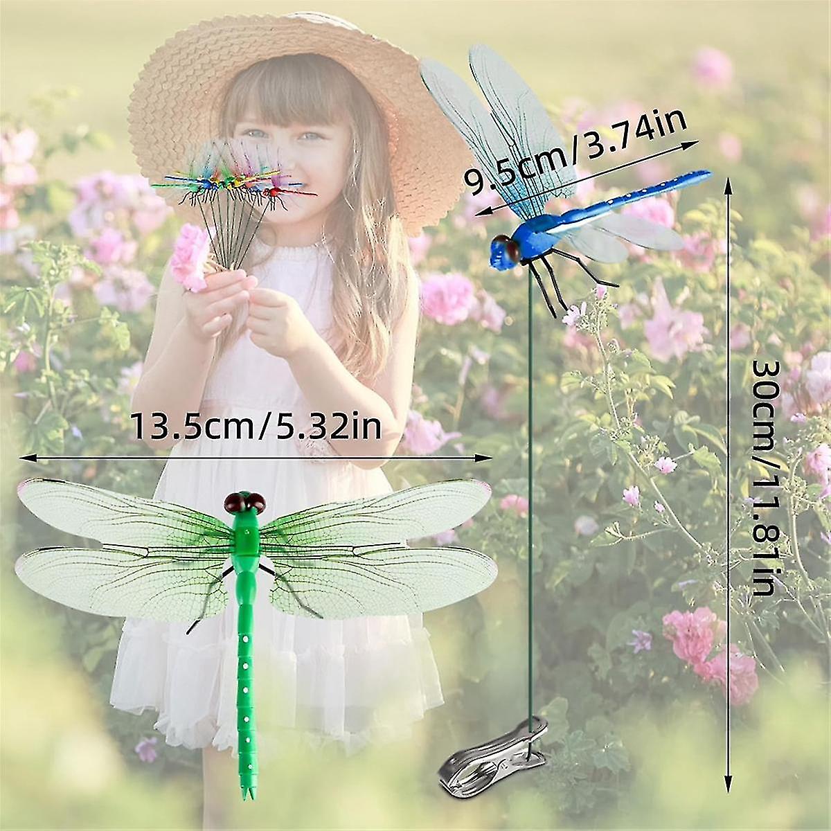 2024 12pcs Artificial Dragonfly Clips for Outdoor Use 3D Dragonfly Decor Gardening, 3D Dragonfly Garden - Image 2
