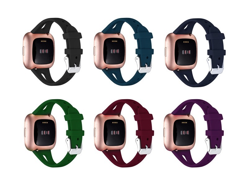 Thin Watch Bands, Compatible with Fitbit Versa 2 Band/Fitbit Versa/Fitbit Versa Lite/SE, Silicone Replacement Strap for Smartwatch Black S - Image 4
