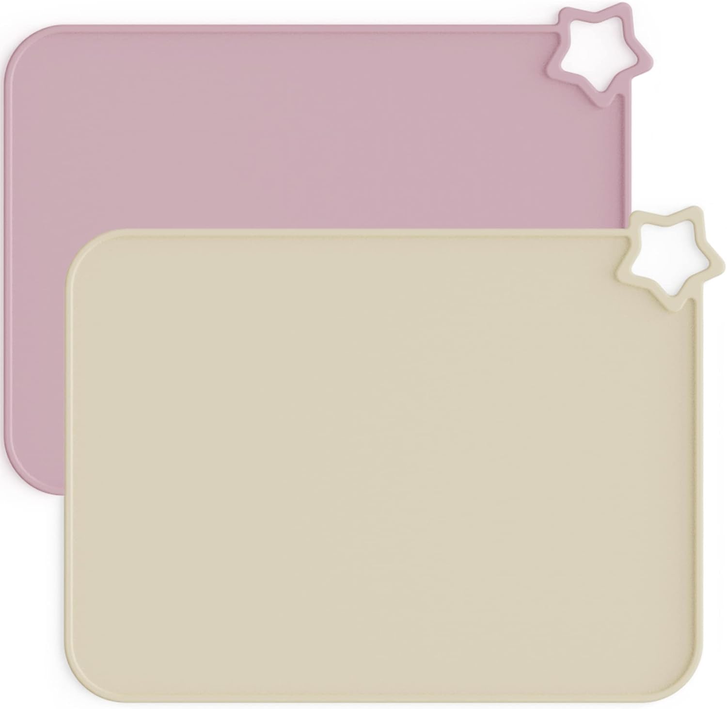 Moonkie Silicone Baby Placemat, 2-Pack | Non-Slip Design, BPA-Free | Washable Placemats for Kids (Light Mauve/Skin Tones) Light Mauve/Skin Tones - Image 1
