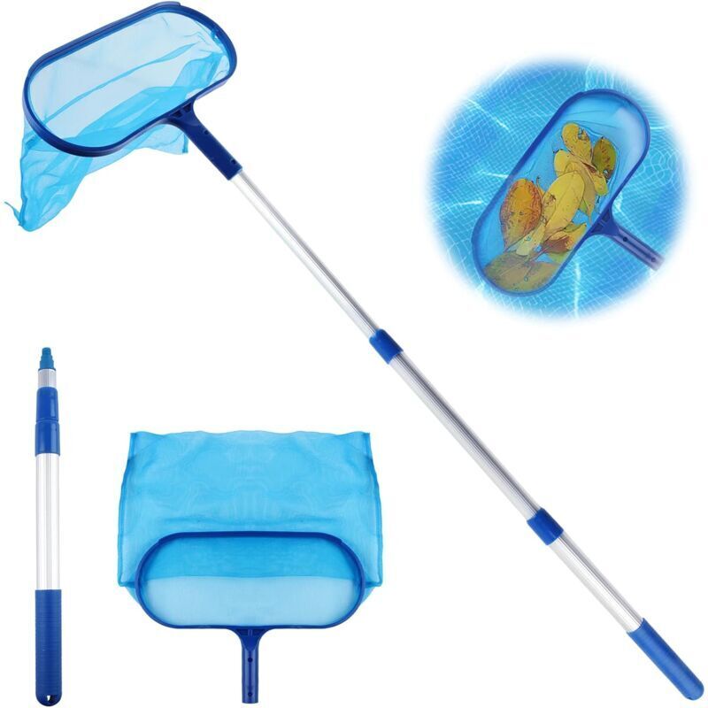 Pool Leaf Skimmer with Telescopic Handle, Fine Mesh Net, Pool Cleaning Tool - Image 1