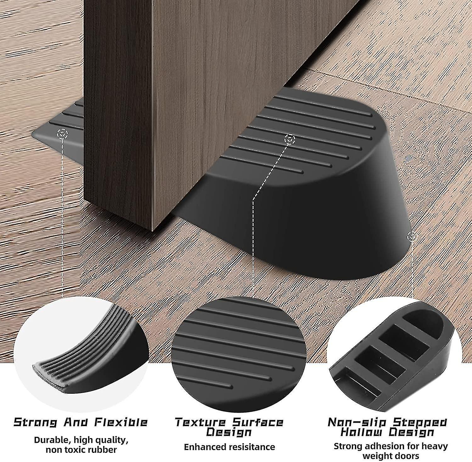 Door Stop, Extra Large Rubber Door Wedges Heavy Duty Black Door Stops Wedge - Image 3