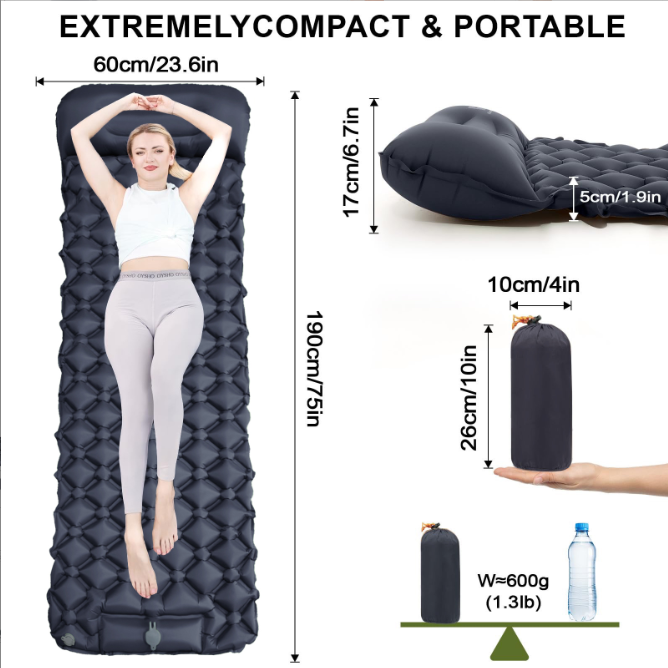 Self-Inflating Camping Mattress: Thick Lightweight Single Camping Mattress Inflatable and Attachable Double Camping Mat and Compact Inflatable Olive Green - Image 3