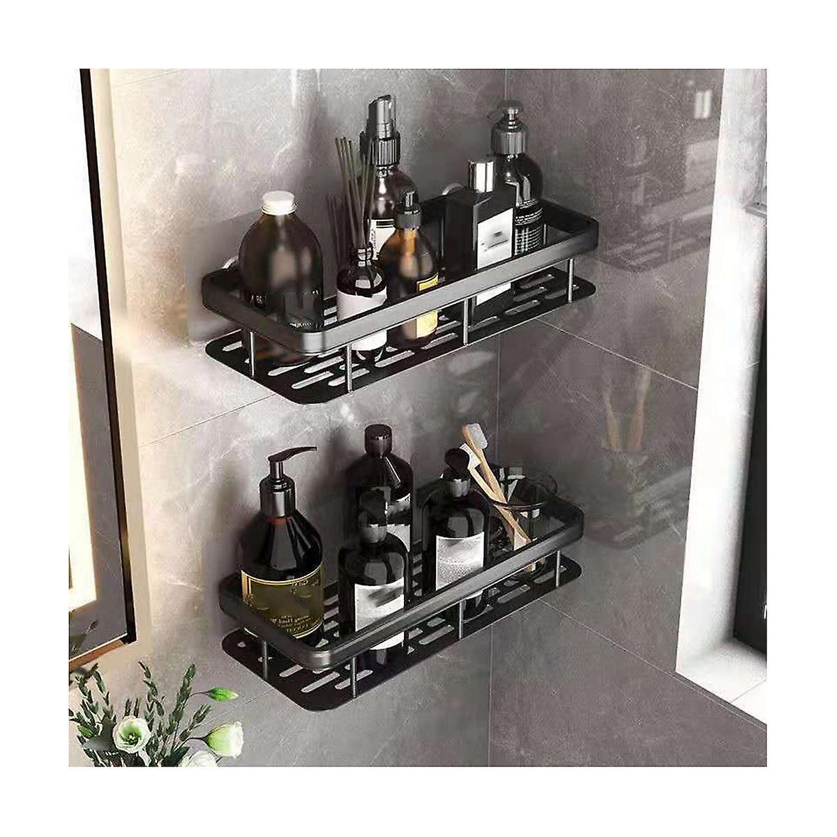 2pcs Bathroom Shelf No Drilling Wall Mount Corner Shelf Shower Storage Bracket Toilet Makeup Organization - Image 3
