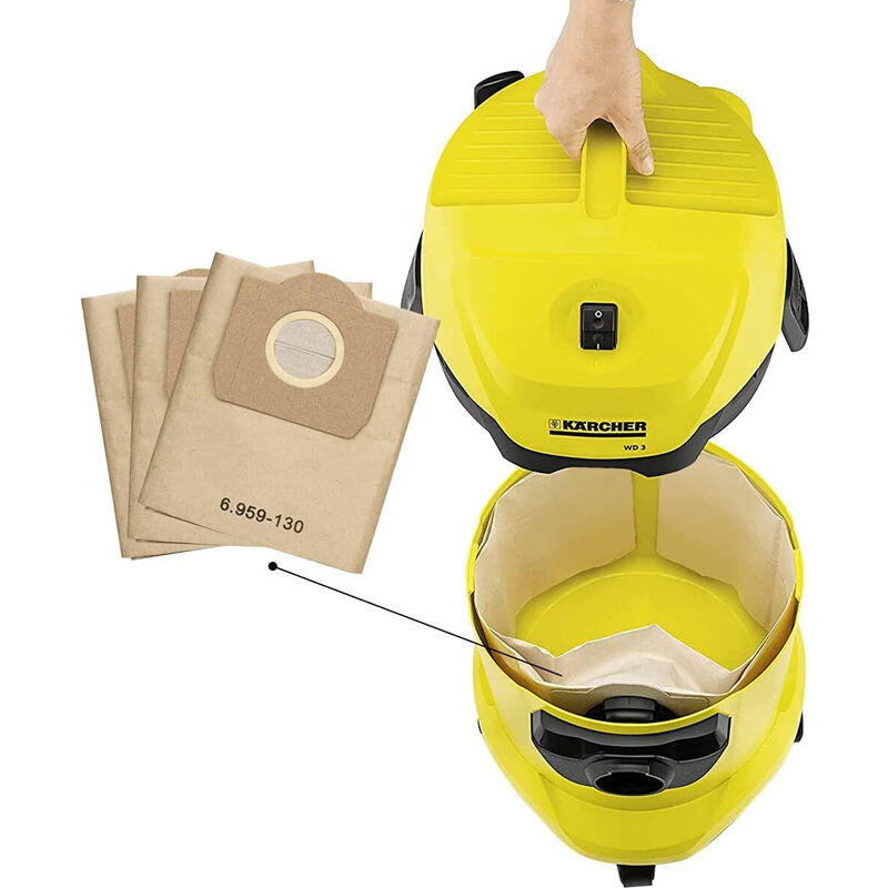 10-pack 6.959-130.0 Paper vacuum cleaner bag A 2201/2204/2504 for Karcher WD3 WD3P Wet and dry vacuum cleaner Replacement - Image 3