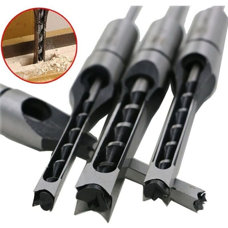 Wood Drill Bit Set for Square Holes, Compatible with Mortise and Tenon Joints, Deep Square Holes Cutting Tools for Woodworking - Image 1