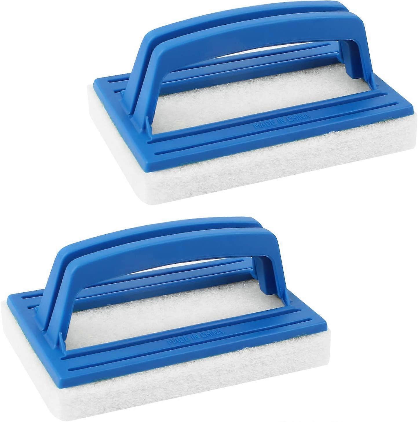 Pieces Pool Wall Brush, Sponge Pool Scrubbing Brush Soft Hot Tub Cleaning Brush Pool Sponge Cleaner with Handle (White) - Image 1