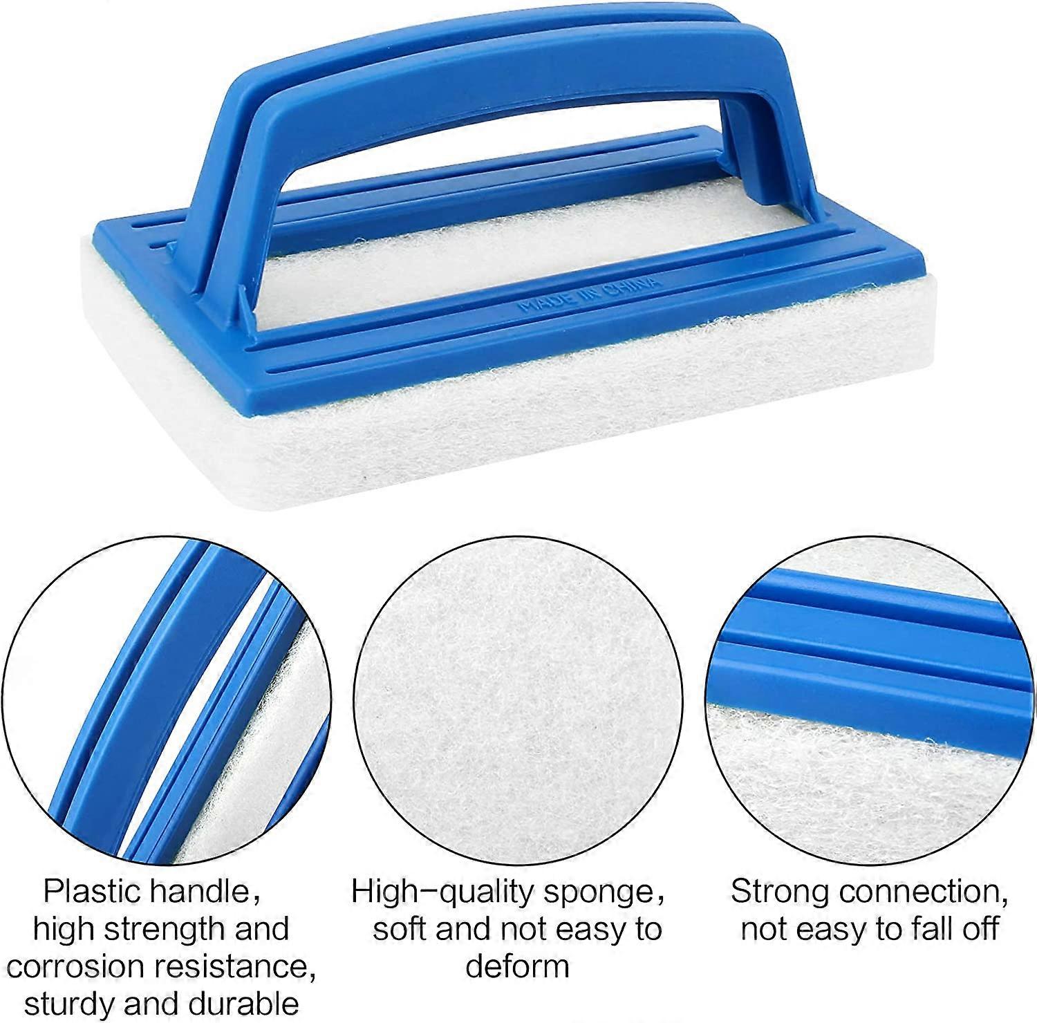 Pieces Pool Wall Brush, Sponge Pool Scrubbing Brush Soft Hot Tub Cleaning Brush Pool Sponge Cleaner with Handle (White) - Image 3