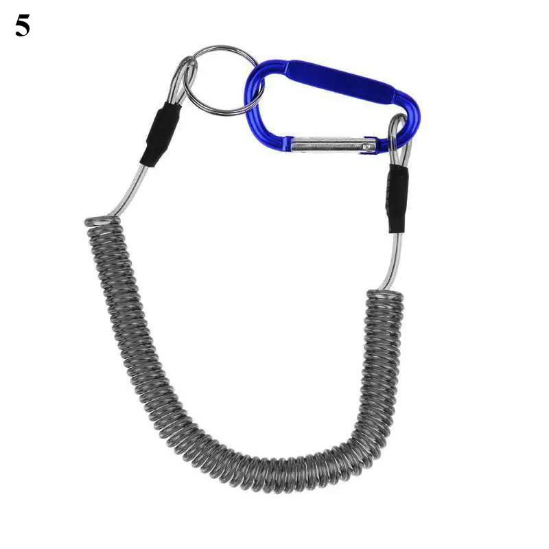 New Spiral Stretch Keychain Elastic Spring Rope Key Ring Metal Carabiner For Outdoor Anti-Lost Phone Spring Key Cord Lock Hook 5 1.2m - Image 1