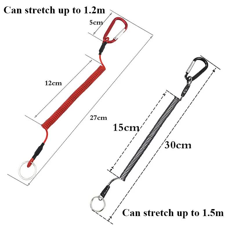 New Spiral Stretch Keychain Elastic Spring Rope Key Ring Metal Carabiner For Outdoor Anti-Lost Phone Spring Key Cord Lock Hook 5 1.2m - Image 5