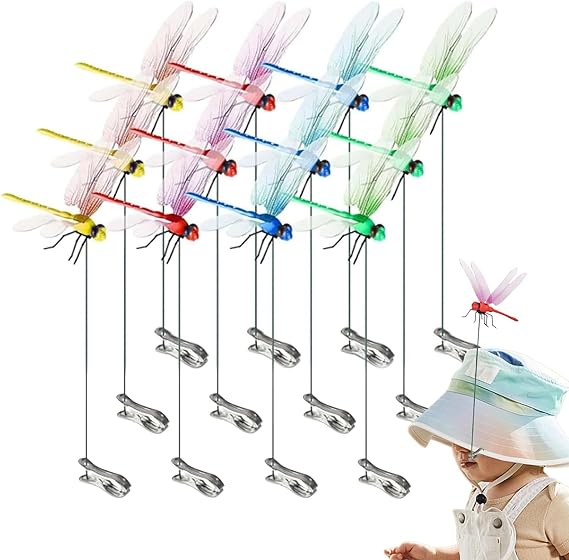 12pcs Artificial Dragonfly Clips for Outdoor Use 3D Dragonfly Decor Gardening, 3D Dragonfly Garden Decorative Clips - Image 1