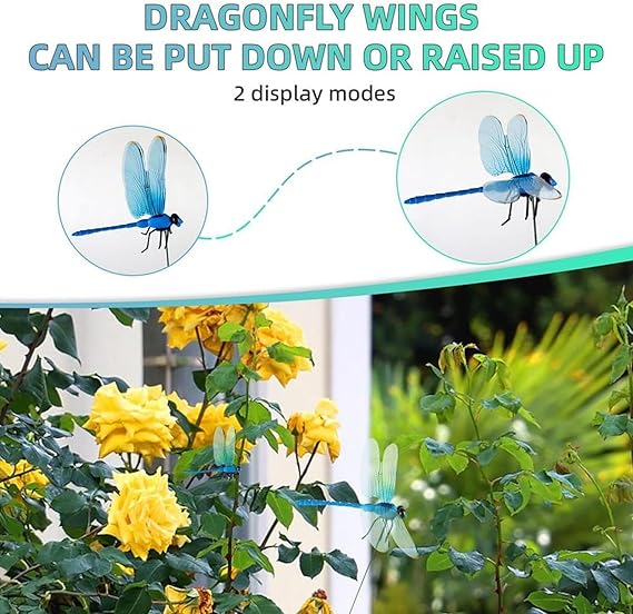 12pcs Artificial Dragonfly Clips for Outdoor Use 3D Dragonfly Decor Gardening, 3D Dragonfly Garden Decorative Clips - Image 2