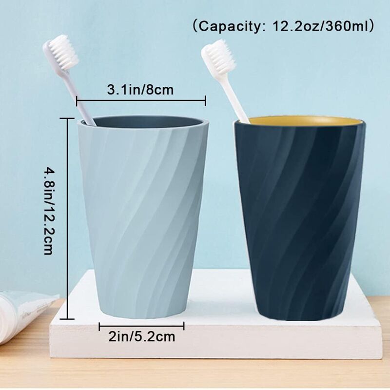 Bathroom Mugs, Unbreakable, Soft, Durable, Bathroom Cup, Toothbrush Holder (Light Blue & Dark Blue) - Image 2