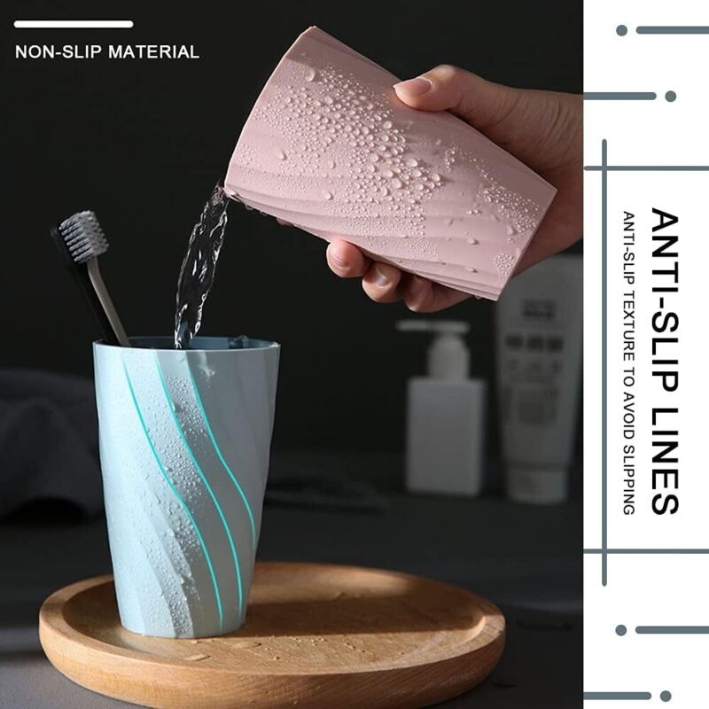 Bathroom Mugs, Unbreakable, Soft, Durable, Bathroom Cup, Toothbrush Holder (Light Blue & Dark Blue) - Image 3