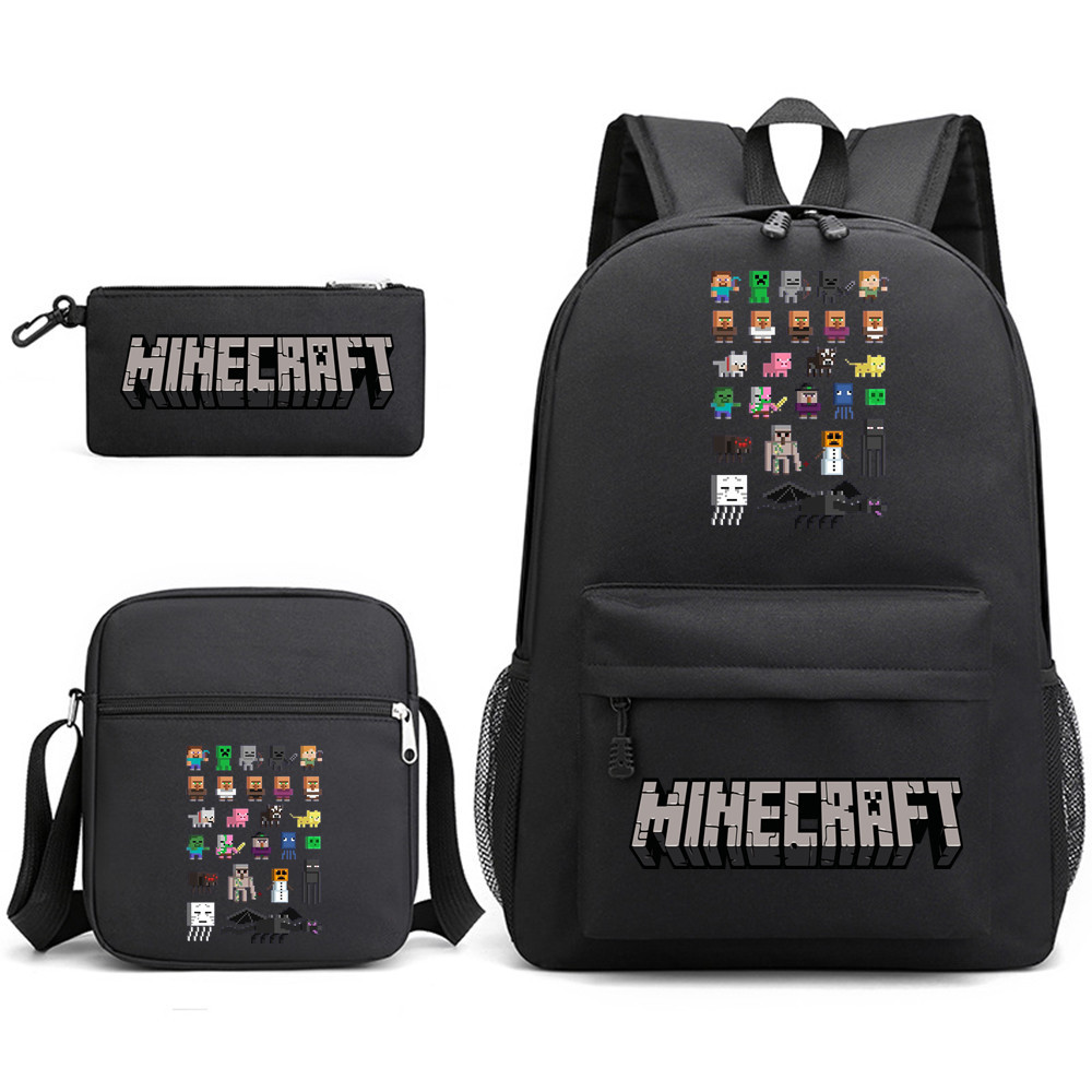 Minecraft School Bag Backpack Pencil Case Shoulder Bag Three-Piece Set _25 - Image 1