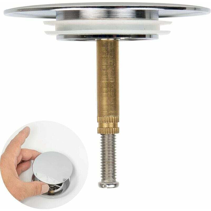 Universal Bathtub Stopper Ø70mm, Adjustable Height, Double Seal, Chrome Brass, Stainless, Compatible with Most Sinks & Bathtubs - Image 1