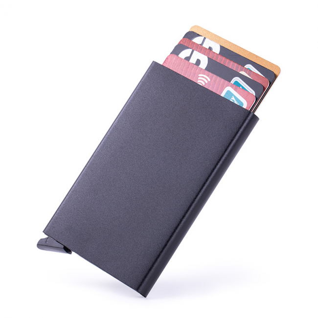 pc aluminum smart card holder (RFID protected) pop-up - black - Image 2