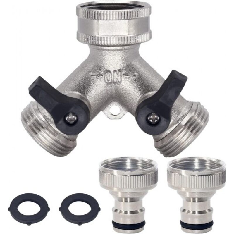 2-way Brass Hose Splitter with Quick Connect for 3/4\