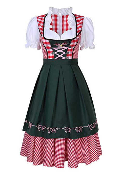 High Quality Traditional German Plaid Dress Oktoberfest Costumes for Adult Women Halloween Fancy Party Style XXL xxl - Image 1