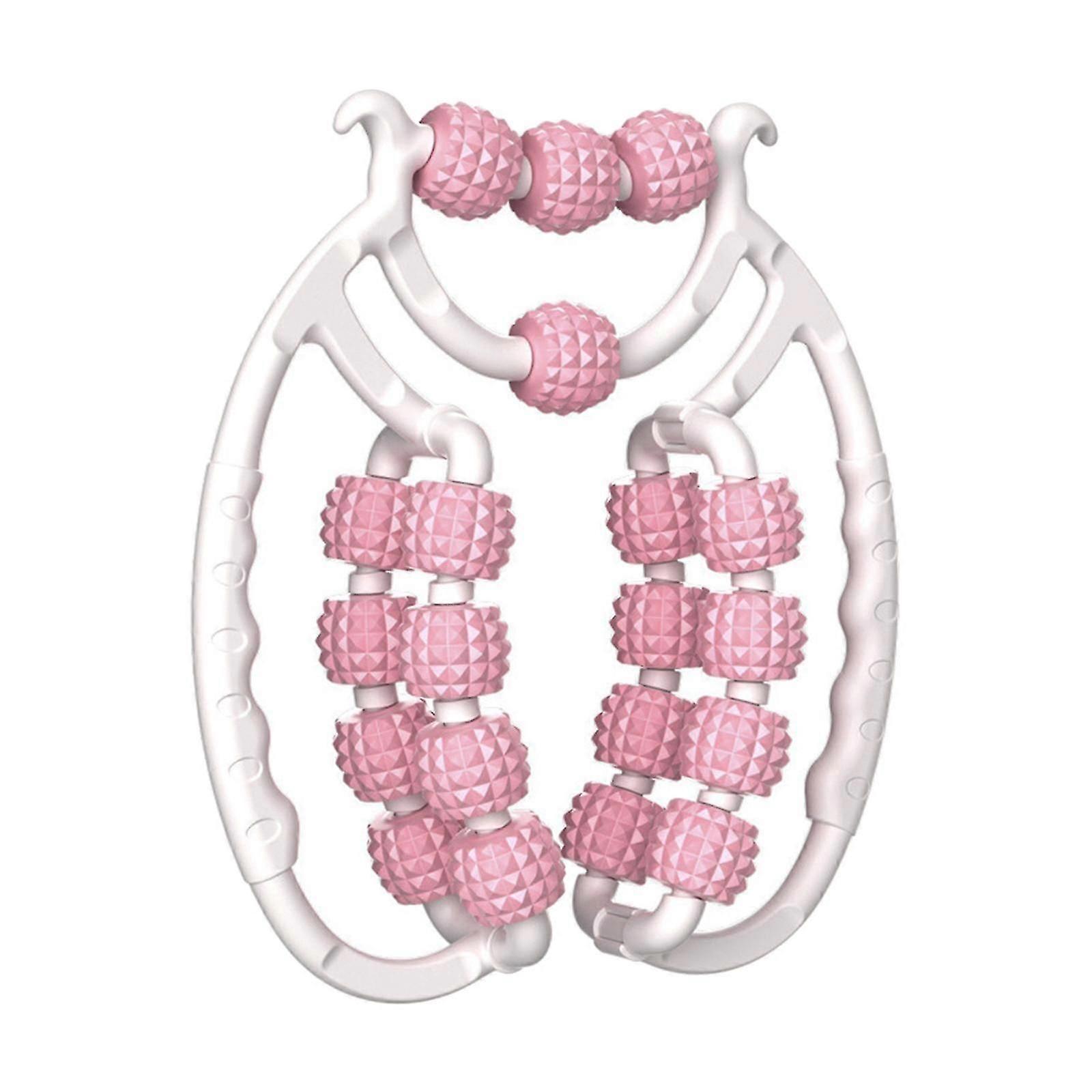 Massage Roller Relax Roller 20 Wheels Tubular Device Arm Leg Massage Circular Leg Clamps for Golfers Elbow Neck Leg Ankle Pink - Image 2
