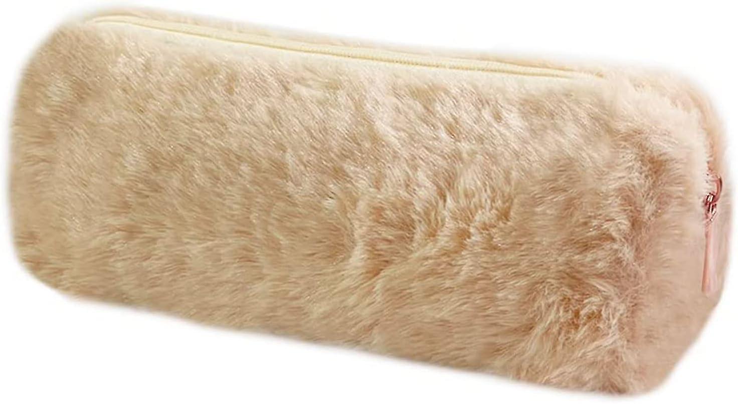 Plush Pencil Case, Fuzzy Pencil Bag Fluffy Makeup Bag Cute Pencil Case For Students Paper Protector For School Office (camel) - Image 1