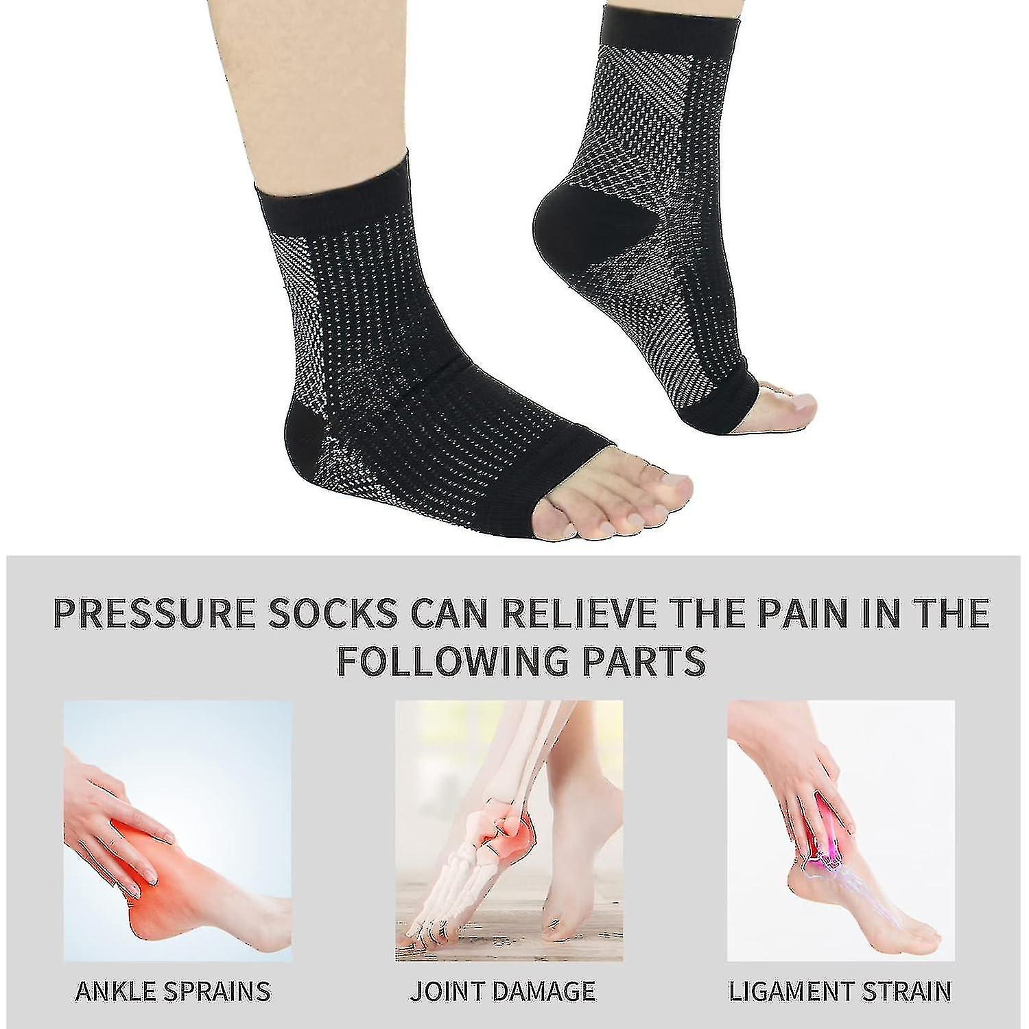 pairs of neuropathy socks, soothing socks for neuropathy pain, tendinitis compression socks, plantar fasciitis, neuropathy - Black - L XL - Image 3