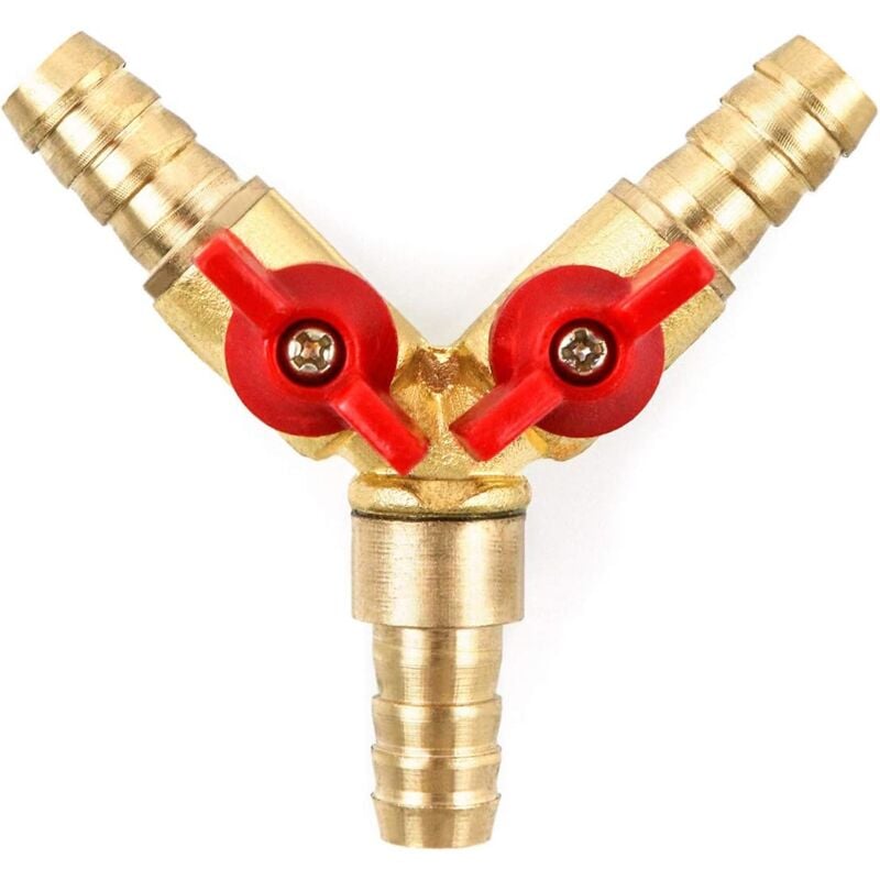 MUMU 3-Way Hose Connector Splitter Brass Zinc Alloy 10mm Ball Valve T-Hose Connector for Coupling Fittings Air Water Gas 1 Piece - Image 1