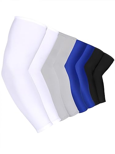 8-Pack Unisex UV Protective Arm Warmers for Cooling White Black Gray Blue, Ice Silk - Image 2