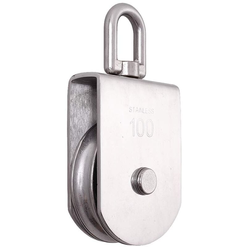 M100 Lifting Single Wheel Block Roller Load Capacity 1000kg, Heavy Duty 304 Stainless Steel Single Wheel Swivel Lifting Rope Wheel Block - Image 1