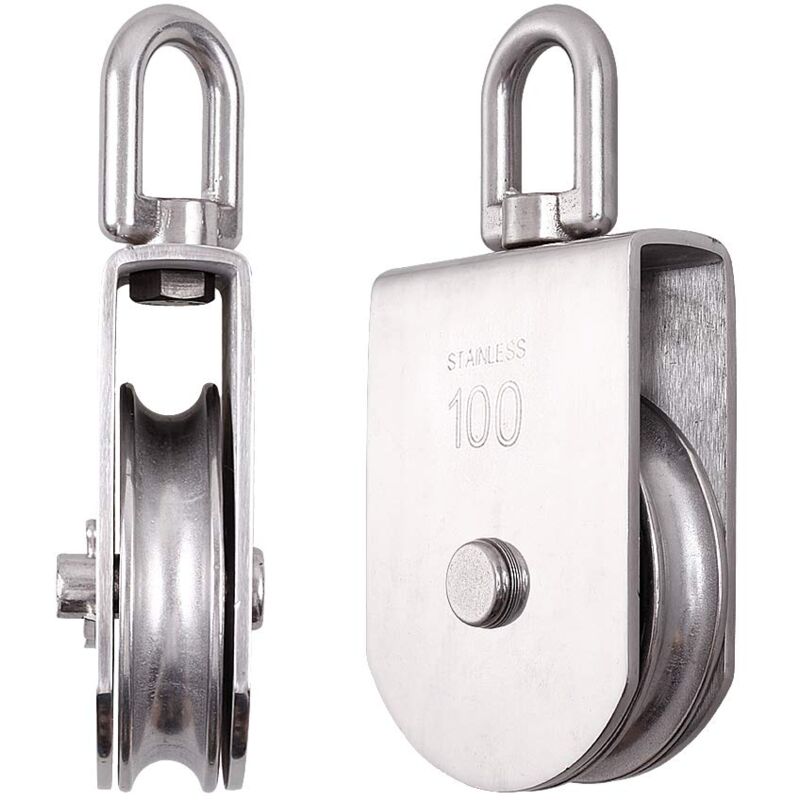 M100 Lifting Single Wheel Block Roller Load Capacity 1000kg, Heavy Duty 304 Stainless Steel Single Wheel Swivel Lifting Rope Wheel Block - Image 2