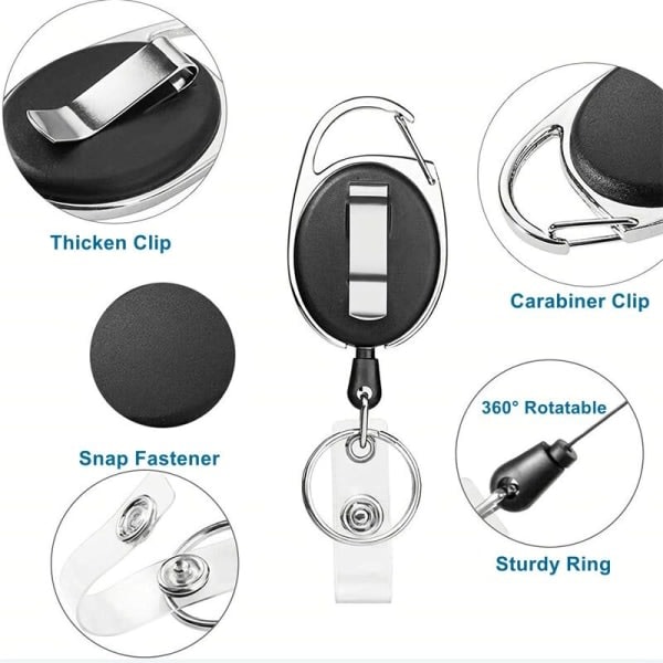 Keychain Retractable 3 ID Cards Yo-Yo, Retractable ID Card Holder Keychain Key Ring Key Tag Retractable for Keys, Card Holder ID Card Holder - Image 5