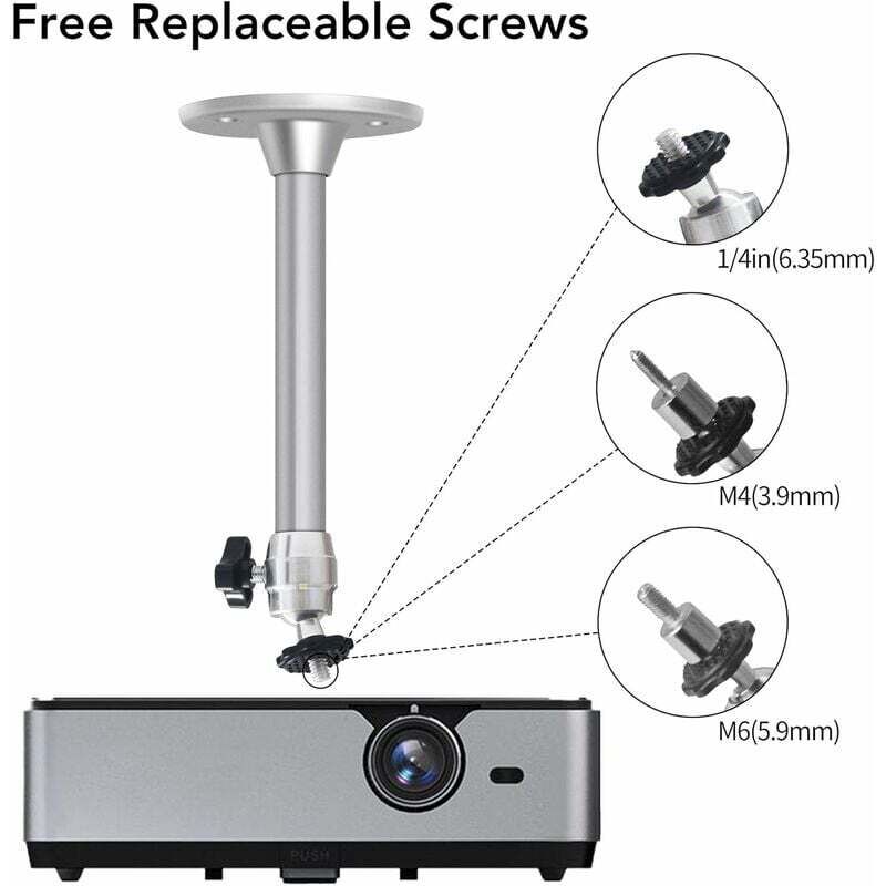 Projector Ceiling Mount, 3kg Load Capacity, 360° Rotation, 90° Tilt Angle, Ceiling and Wall Mount for Mini Projector - Made of Aluminum - Image 5
