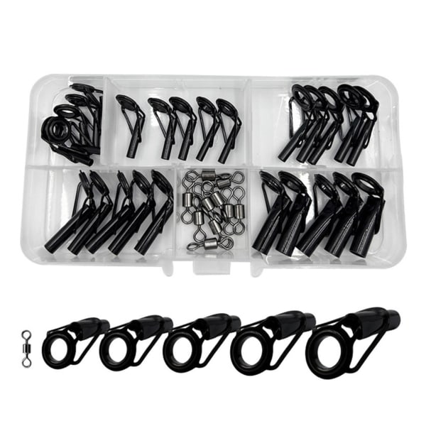 35pcs Fishing Rod Repair Kit Rings Wear-Resistant Ceramic Guide Rings Rod Eye Fishing Rod Guides Alconite Rings Set - Image 1