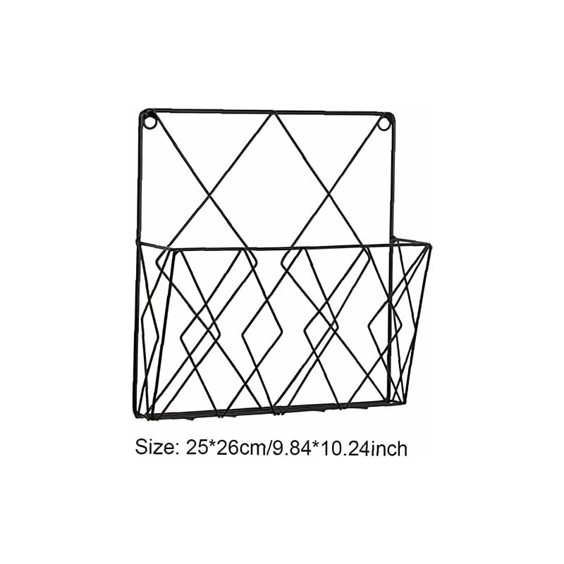 Black Metal Wire Magazine Rack for Wall - Storage Shelf for Office, Living Room, Bedroom - Compatible with Newspapers, Books and Files - Image 2