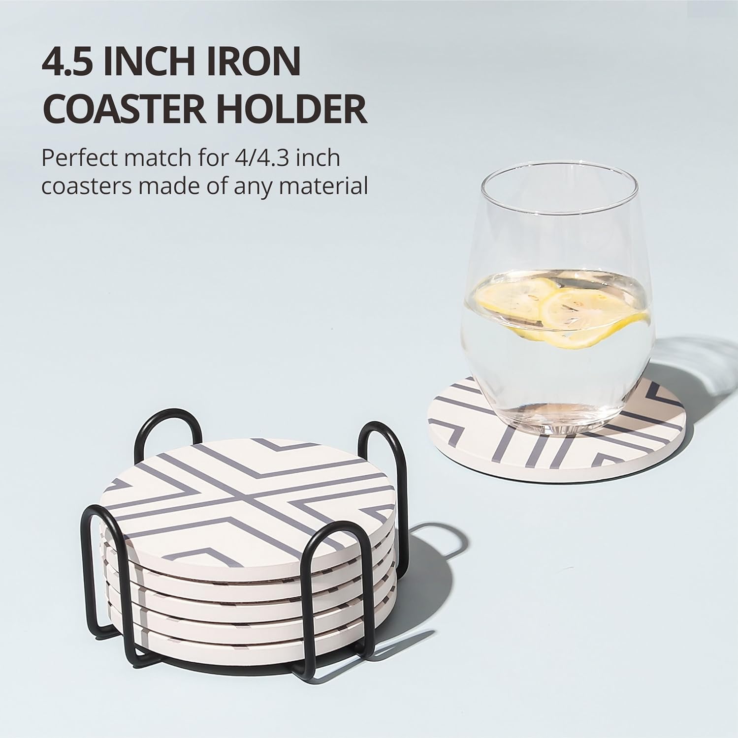 Minimalist Black Iron Metal Coaster Holder for Both Round and Square Coasters - Image 2