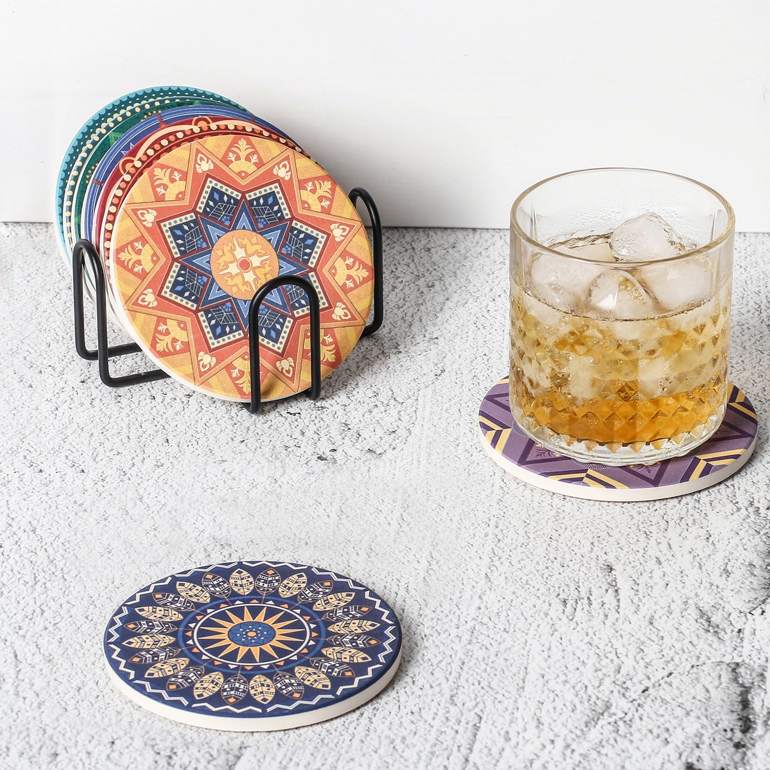 Minimalist Black Iron Metal Coaster Holder for Both Round and Square Coasters - Image 4