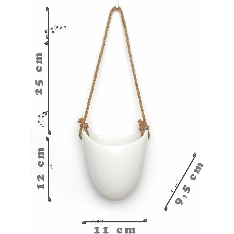 Set of 3 white ceramic wall pots - Fei Yu - Image 3