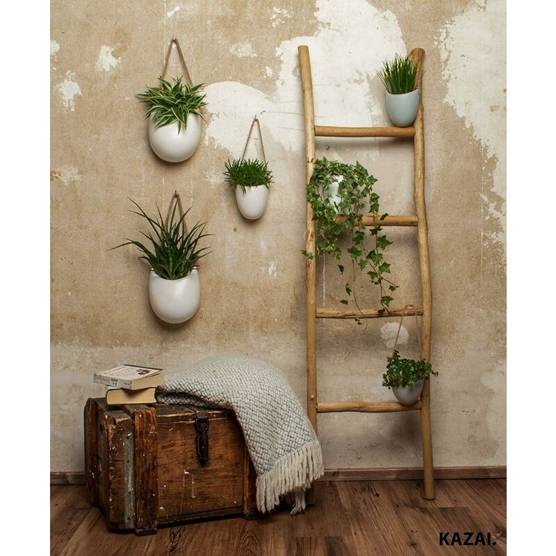 Set of 3 white ceramic wall pots - Fei Yu - Image 5