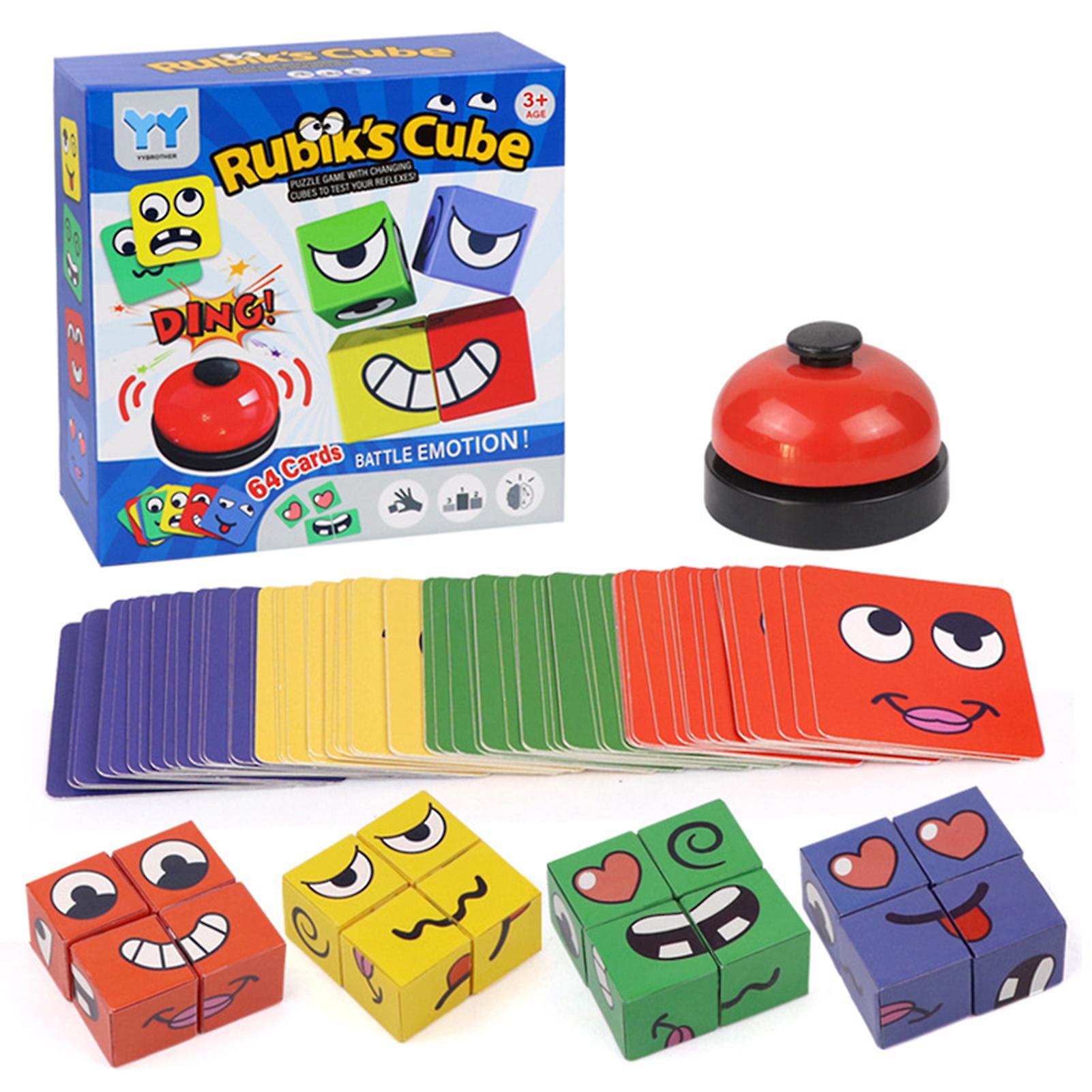 Expression Puzzle Building Blocks Face Changing Building Blocks Matching Game Logical Thinking Training Toy With Bell - Image 1