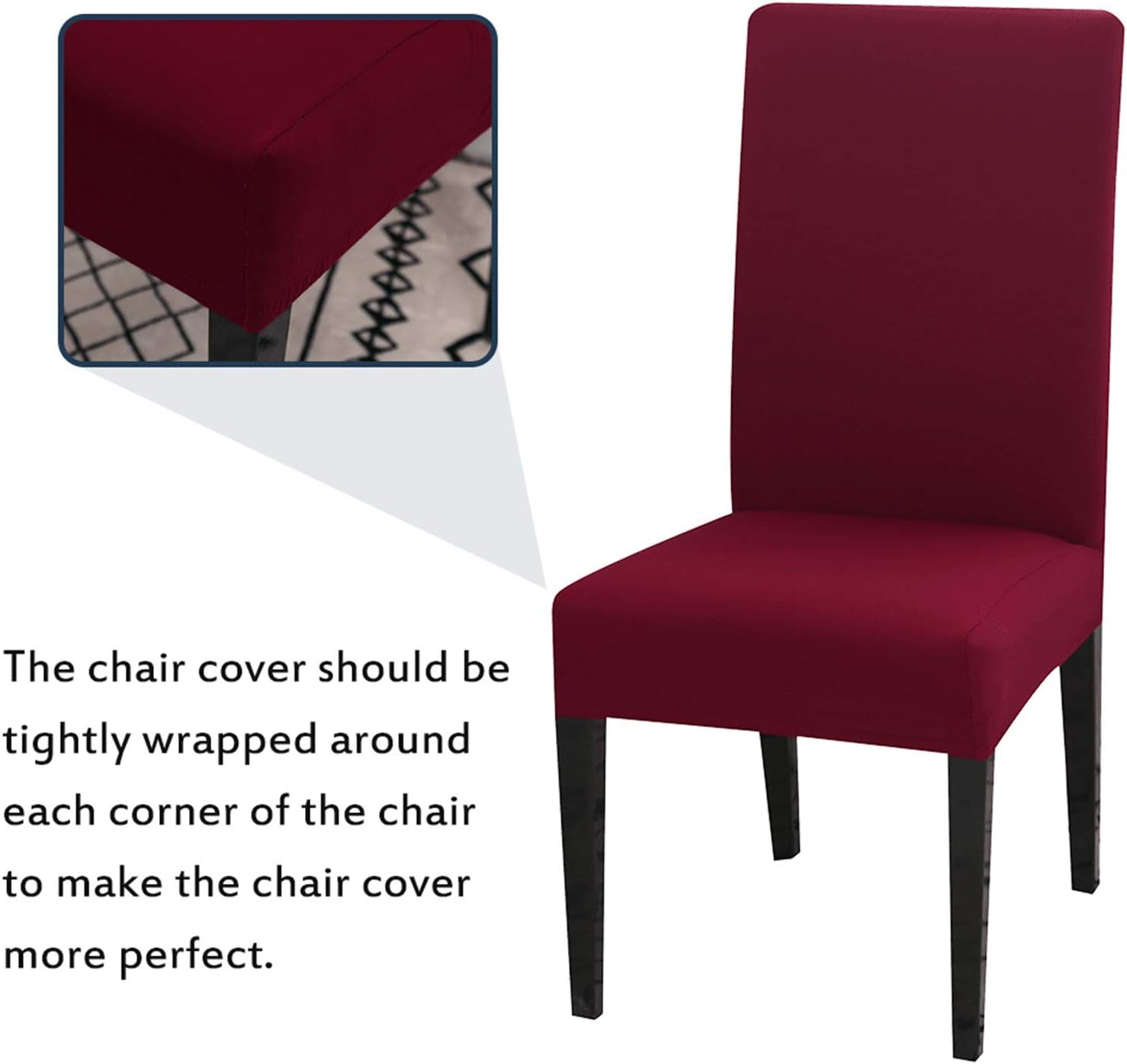 Chair Covers Set of 4 or 6, Stretch Removable Washable Chair Covers Decoration Slipcovers Seat Covers for Hotel Wine Red-tfrf wine Red 4pcs - Image 2