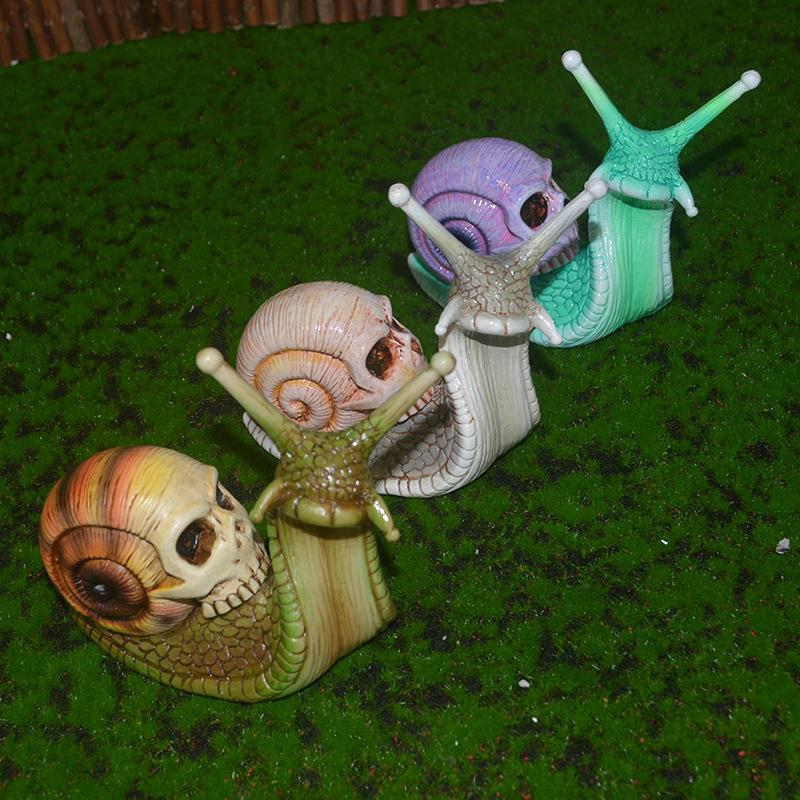 1-Pack Skeleton Snail Skull Sculpture Gothic Garden Home Decor, ZQKLA - Image 3