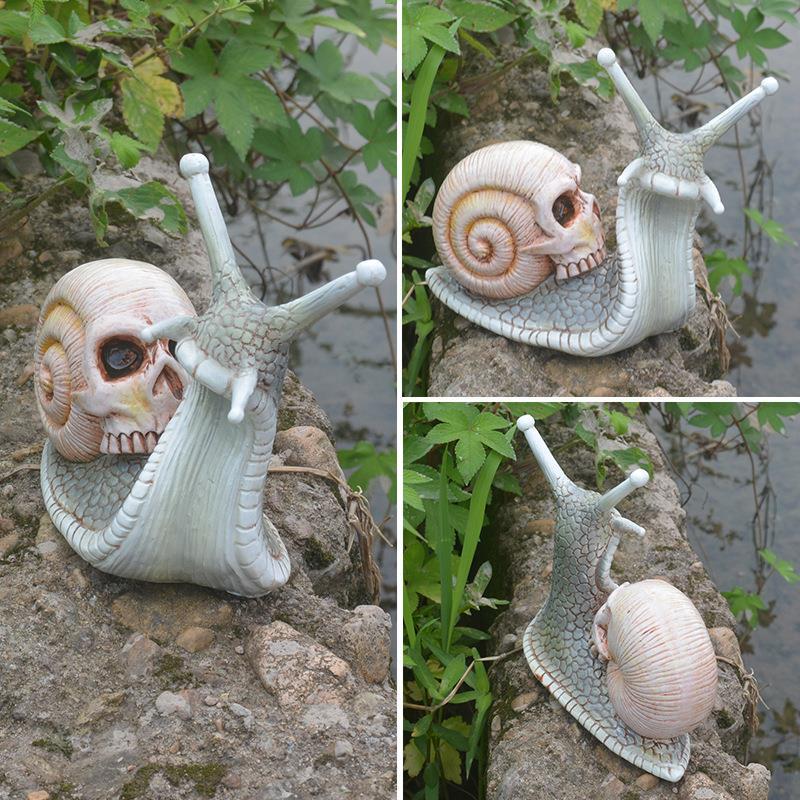 1-Pack Skeleton Snail Skull Sculpture Gothic Garden Home Decor, ZQKLA - Image 6