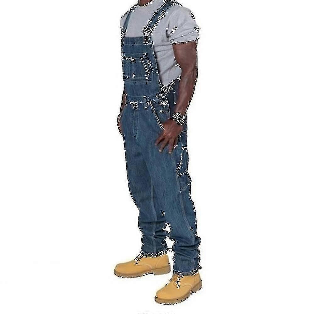 Men's Plus Size Jeans Fashion Jeans Denim Bib Loose Fit Multiple Pockets Adjustable Straps - Perfect 4XL 4XL - Image 4