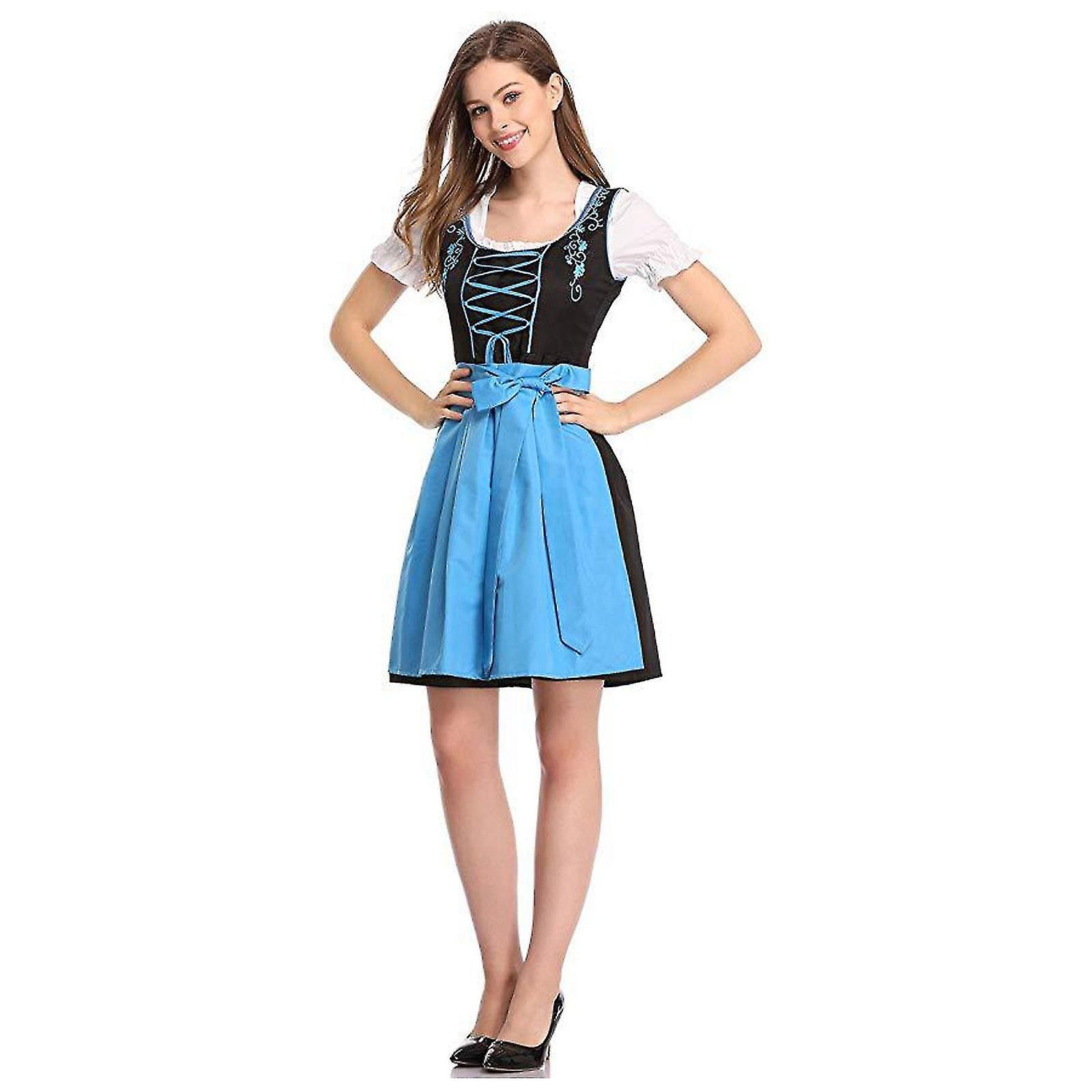 German Munich Oktoberfest Costume Women's Costume Traditional Bavarian Beer Carnival Fraulein Cosplay Maid Costume Set - Purple - Perfect Purple XXL - Image 4