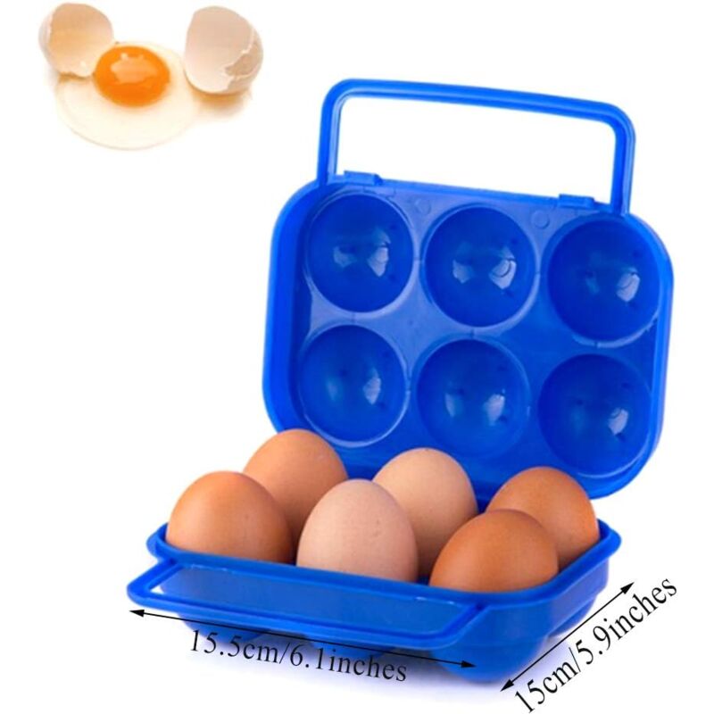 Portable Plastic Egg Carton 6 Compartments Foldable Egg Storage Box Large Capacity Egg Box Egg Holder Organizer for Refrigerator and Crisper - Image 2
