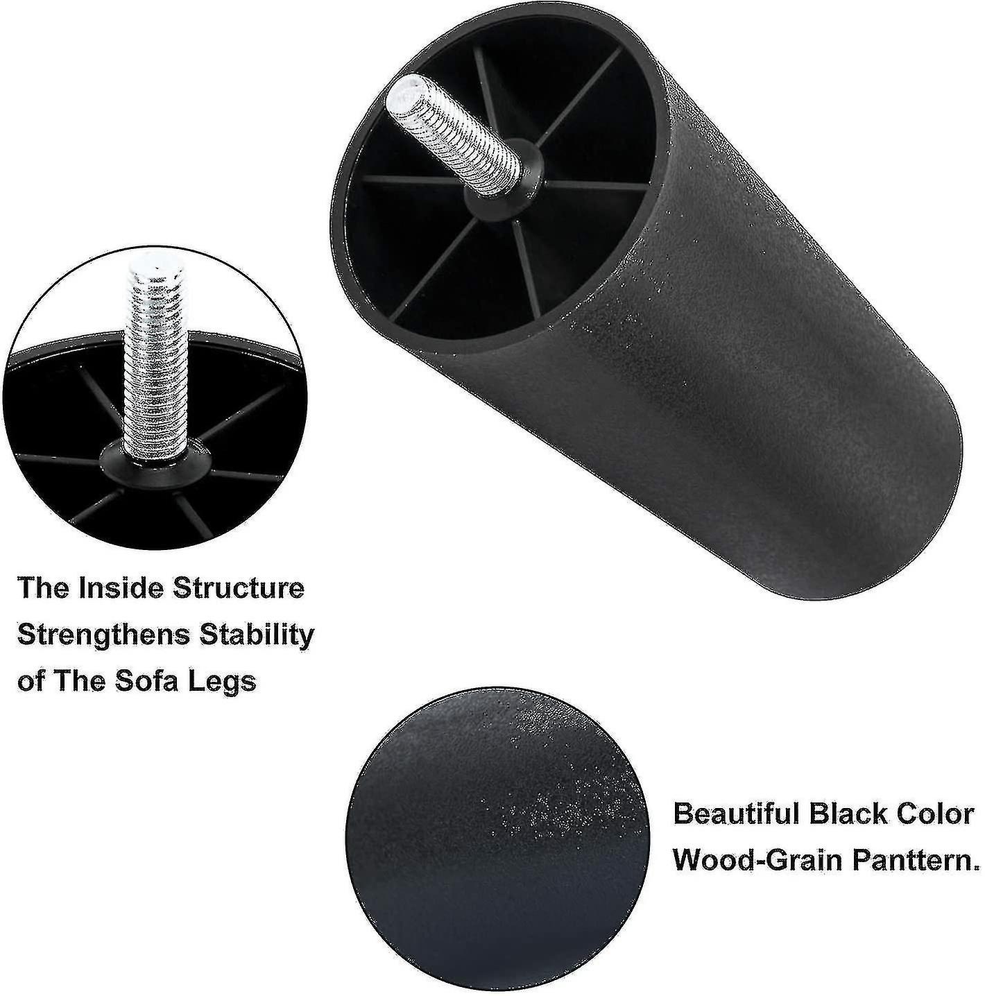 Plastic Sofa Legs, 4-Pack Replacement Sofa Legs Furniture Legs with Mounting Plates—yux - Image 2