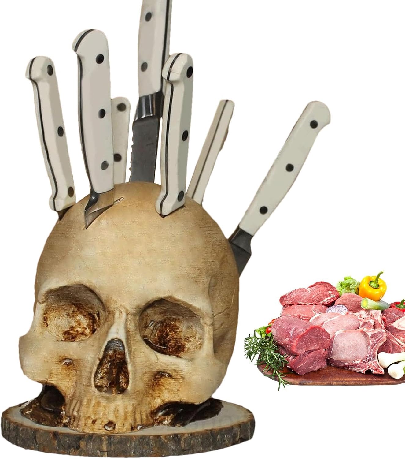 Skull Knife Holder, Horror Head Shaped Knife Holder, Knife Storage for Kitchen Countertop, Kitchen Skeleton Storage Knife Holder, Gothic Kitchen - Image 1
