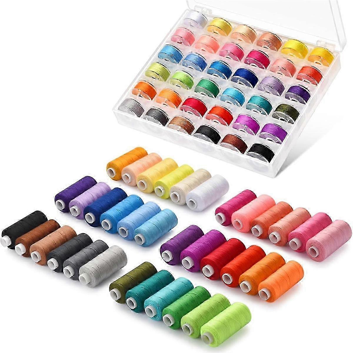 72 pcs Sewing Thread Set, 36 Colors Sewing Machine Threads, Pre-Wound Spools Sewing Thread Set, 365 Meters Per Spool - Image 1