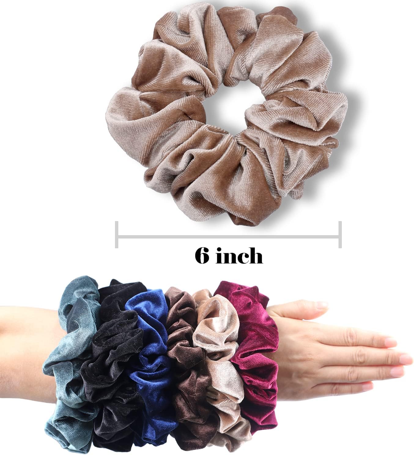 Extra Large Scrunchies for Women with Thick Hair, Premium Velvet Large Scrunchie, Soft Twists Ponytail Holder Hair Accessories, 6 Pack - Image 3